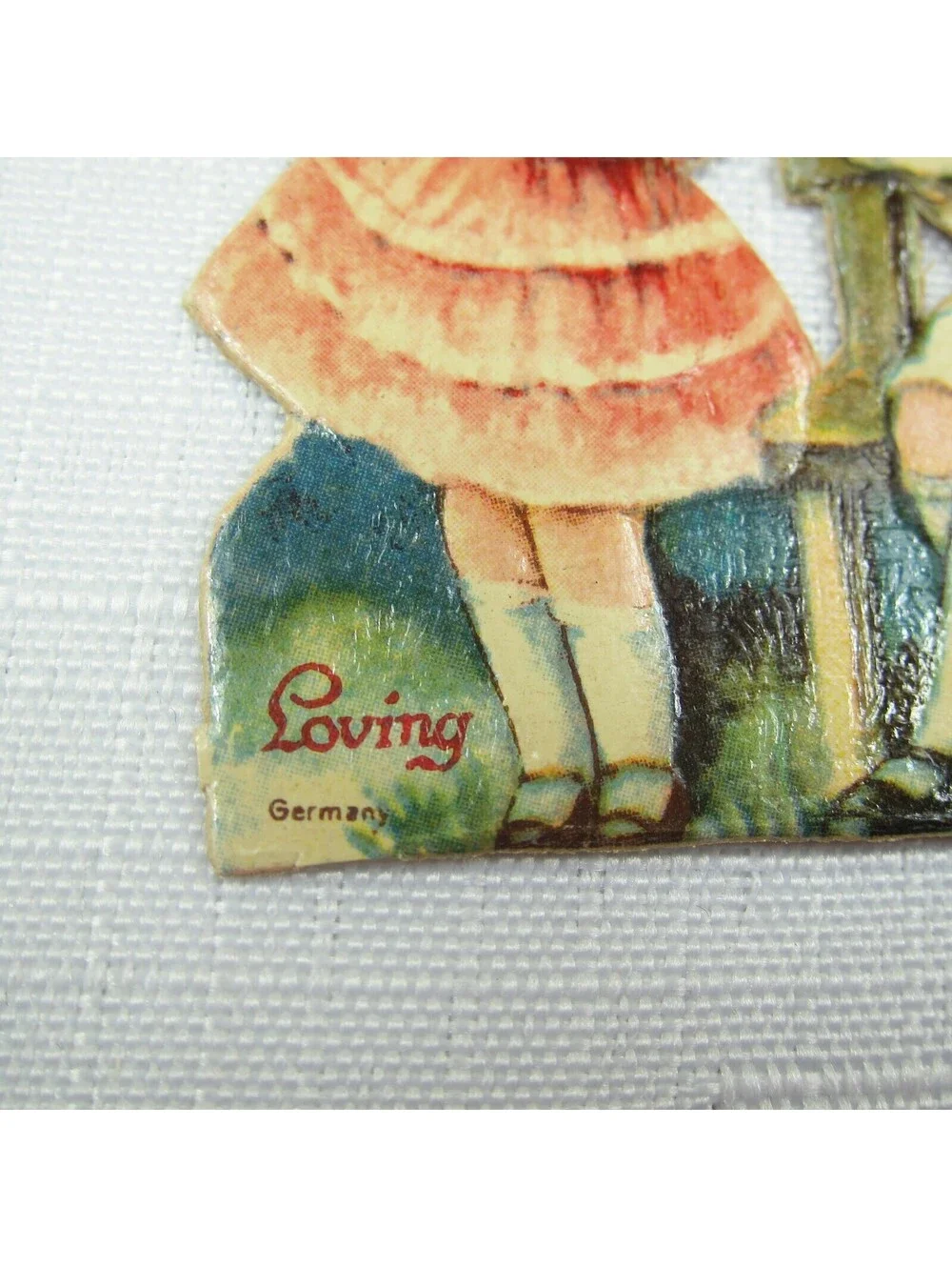 Vintage Valentine Die Cut Stand Up Victorian Girl Boy Germany 1920-30s UNSIGNED